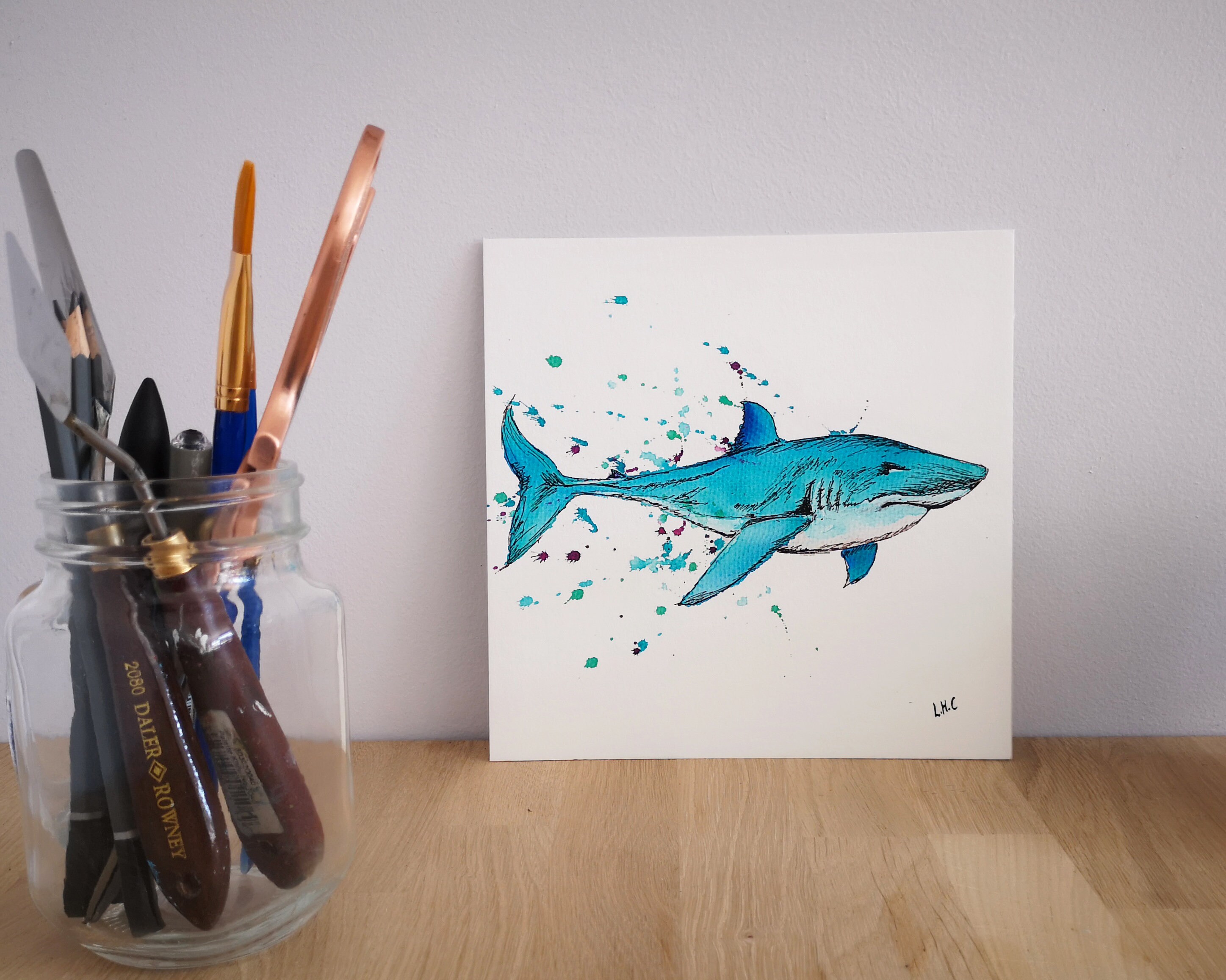 The Shark Print, Illustrated Artwork, Shark Illustration, Shark Design ...