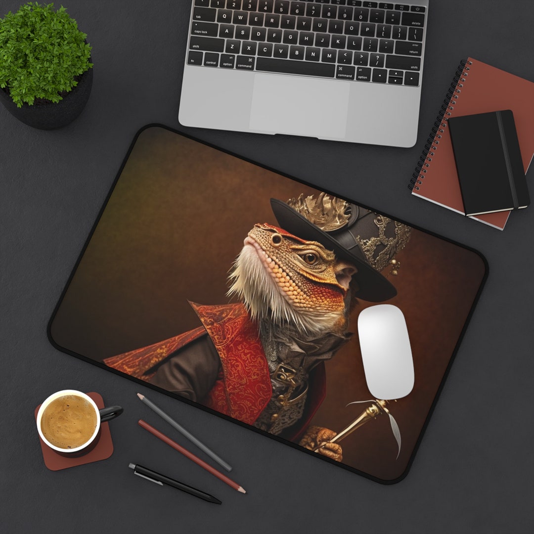 Regal Bearded Dragon Desk Mat Bearded Dragon Dressed up as a Lord, King ...