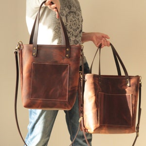 tote bag with pockets, Laptop tote bag, Leather tote bag, Work tote bag leather, Tote bag for women, Handmade tote bag