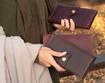 Cartera fina para mujer, Cartera de piel para mujer, Cartera pequeña personalizada, Accesorios de piel, Cartera minimalista, Regalos personalizados para el día de la madre