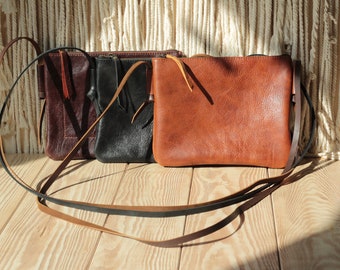 Kleine Leder Crossbody Tasche, Messengertasche, Leder Schultertasche, Braune Leder Geldbörse, Handgemachte Crossbody