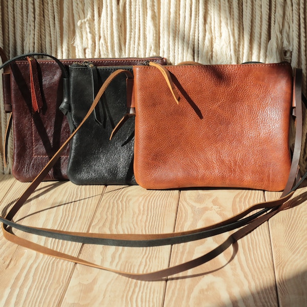 Small Leather Crossbody Bag,  Messenger bag, Leather Shoulder Bag, Brown Leather Purse , Handmade Crossbody