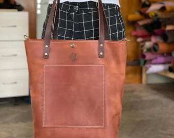 Large Leather Tote Bag for Women – Big Everyday Carryall, Travel Tote, Mom Bag, Oversized Leather Purse, Handmade Work Shopper