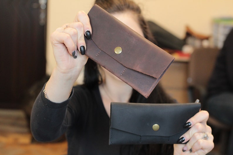 Mothers Day Gift Women Leather Wallet Brown Leather Etsy