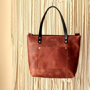 leather tote bag for women with zipper, brown leather tote bag, large leather tote bags, best leather tote bags image 6