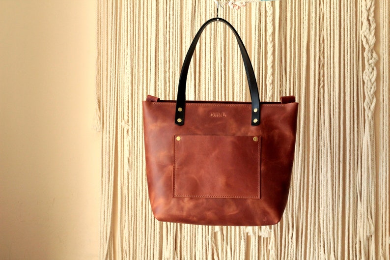 leather tote bag for women with zipper, brown leather tote bag, large leather tote bags, best leather tote bags image 6