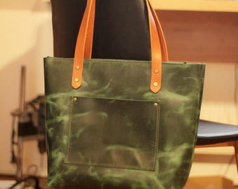 Genuine Leather Tote Bag Leather Anniversary Wedding Gift for Women Men Zipper Leather Purse Custom Gift for Her Travel Essential