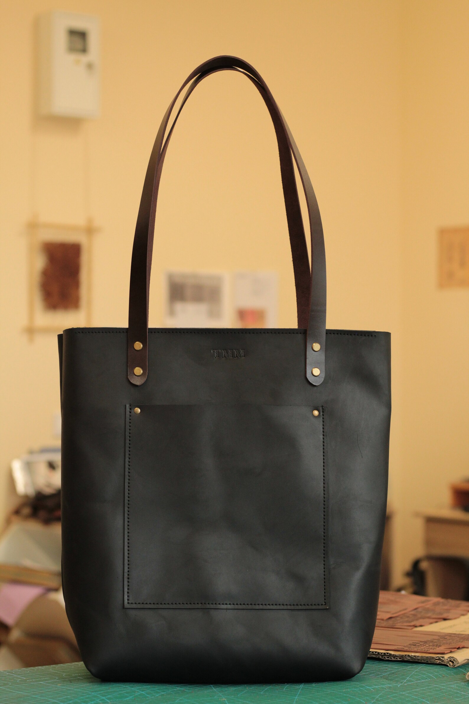 Tote with zipper work bag women tote large leather bag shopper Etsy