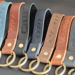 Personalised leather keyring Custom leather keychain  Custom gift for mom