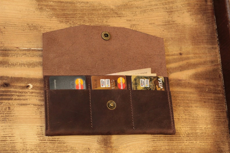 Mothers Day Gift Women Leather Wallet Brown Leather Etsy