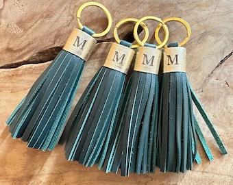 Personalized Leather Tassel Keychain: Handbag Purse Accessory
