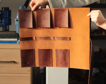 Leather Paint Brush Roll, Artist Pencil Case, Personalized Tool Organizer