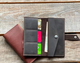 Personalized Leather Wallet Women's: Snap Closure, Card Slots
