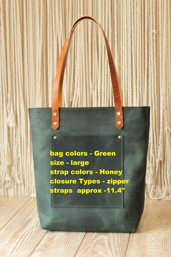 Leather Tote Bag for Women With Zipper Brown Leather Tote Bag