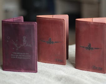 Leather Passport Holder, Personalized Travel Cover
