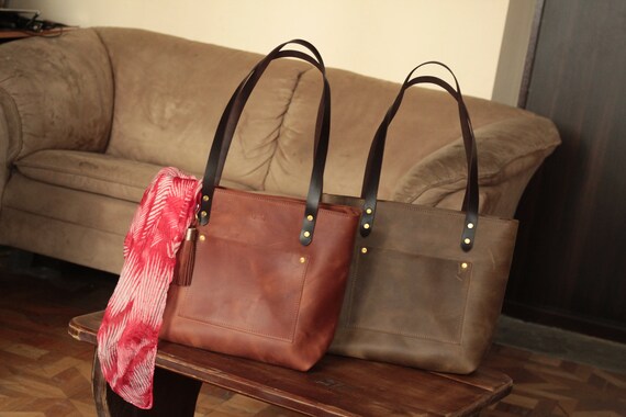 olive leather tote