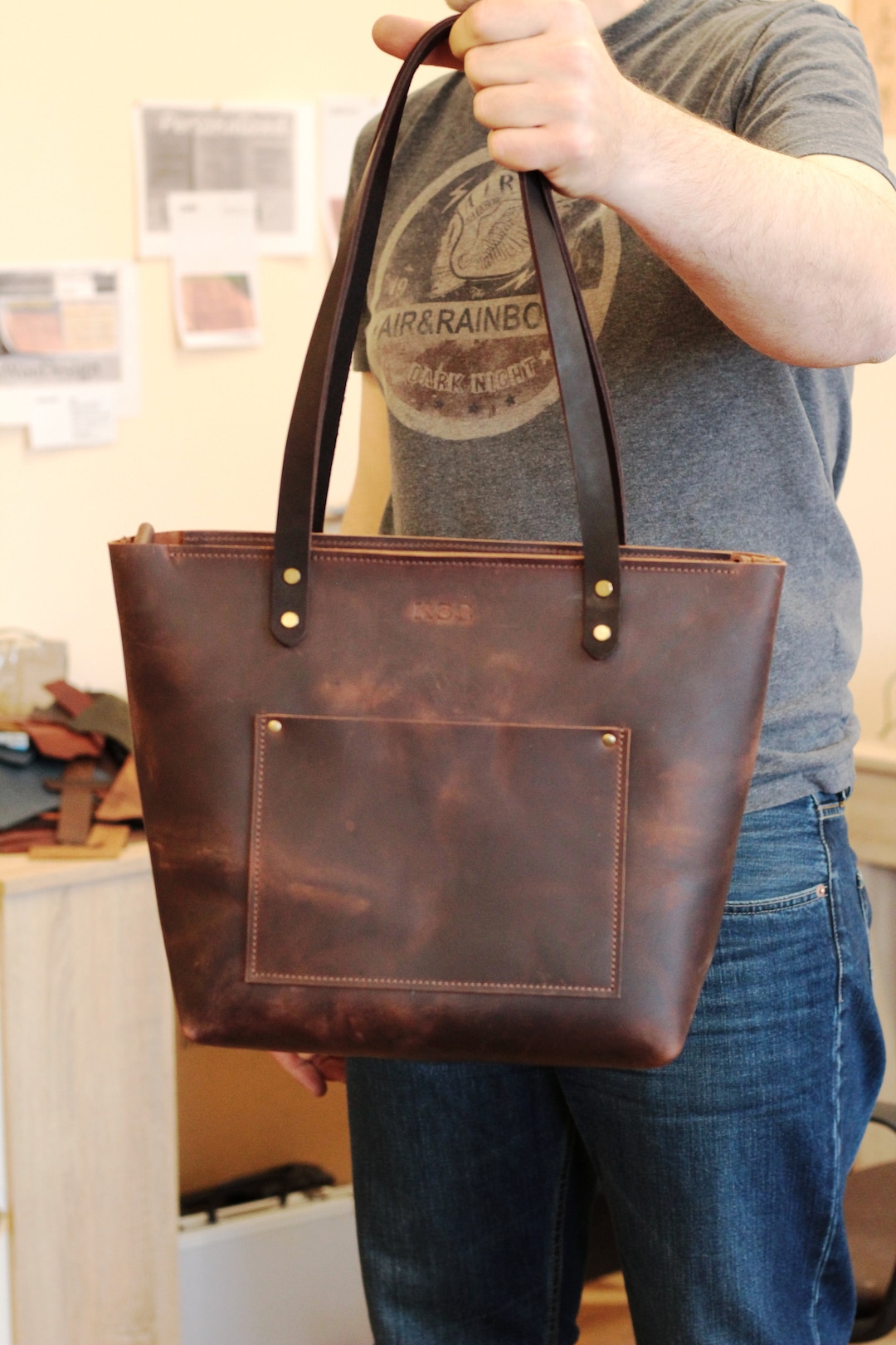 Leather Tote Bag SALE Leather Tote Leather Bag Hand Made Etsy