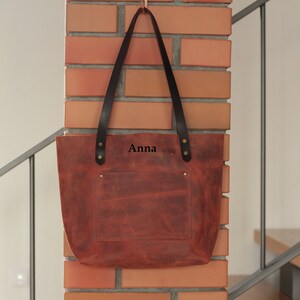 Genuine Leather Tote Bag Leather Anniversary Wedding Gift for Women Leather Purse Custom Gift for Her