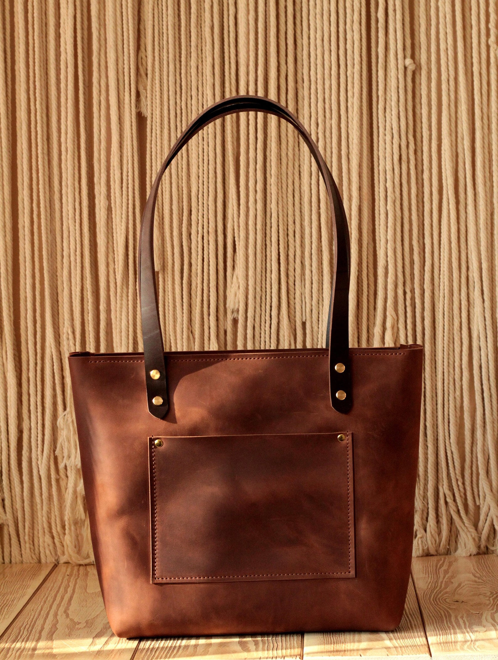 Black leather handbag with gold hardware Tote bag leather Etsy