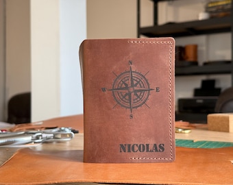 Engraved Passport Holder, Personalized Passport Cover - 3rd Anniversary Leather Gift, Custom Travel Wallet Sleeve