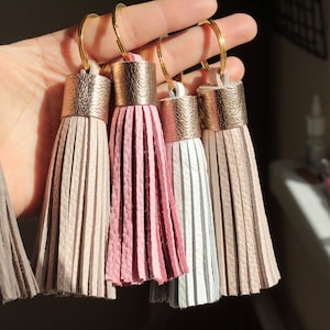Leather tassel keychain, Leather key fob, Leather tassel charm, Leather Purse Tassel, Leather accessory gift for her