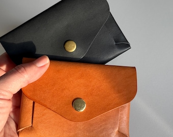 Slim Full-Grain Leather Card Holder, Handmade Slim Wallet, Custom Engraved Gift (4.4x2.96 inch)