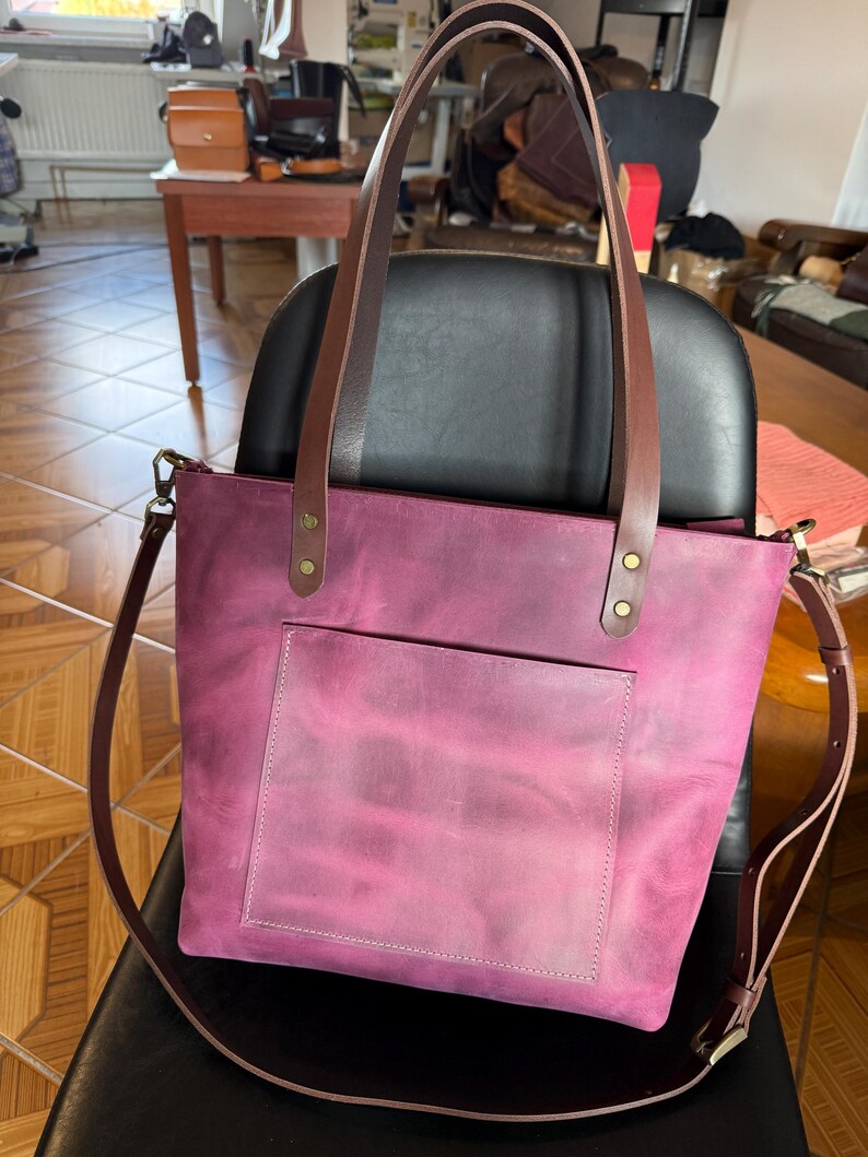 Oversized Leather Tote Bag – Extra Large Weekender, Travel Tote for Women, Big Leather Carryall, Handmade Overnight Bag image 19