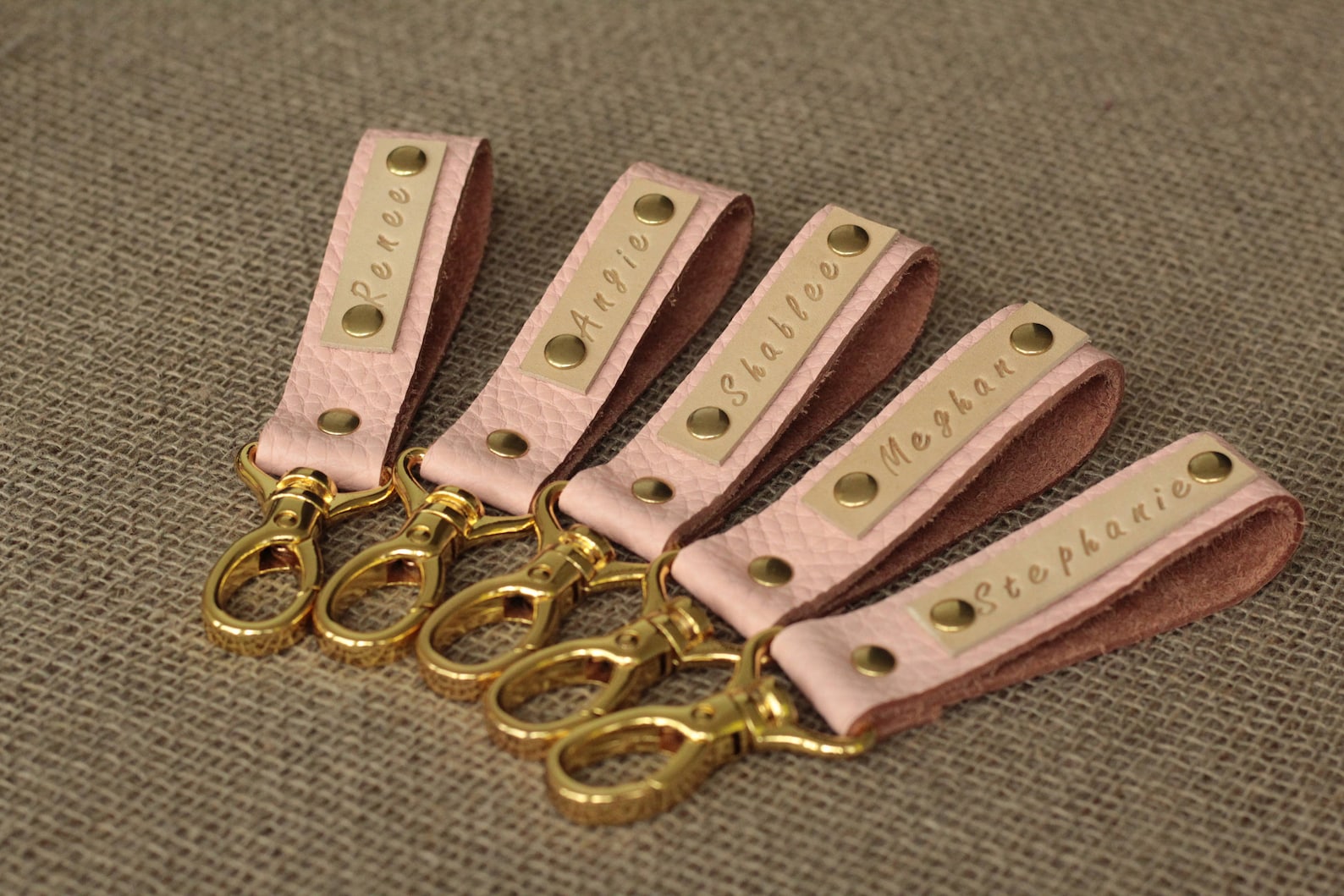 Leather keychain pink Leather Keychain Key Fob Pink Etsy