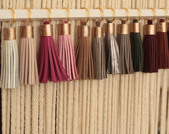 Personalized Leather Tassel Keychain: Custom Bag Charm Gift