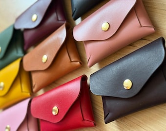 Slim Leather Pouch – No Stitching, Solid Brass Button