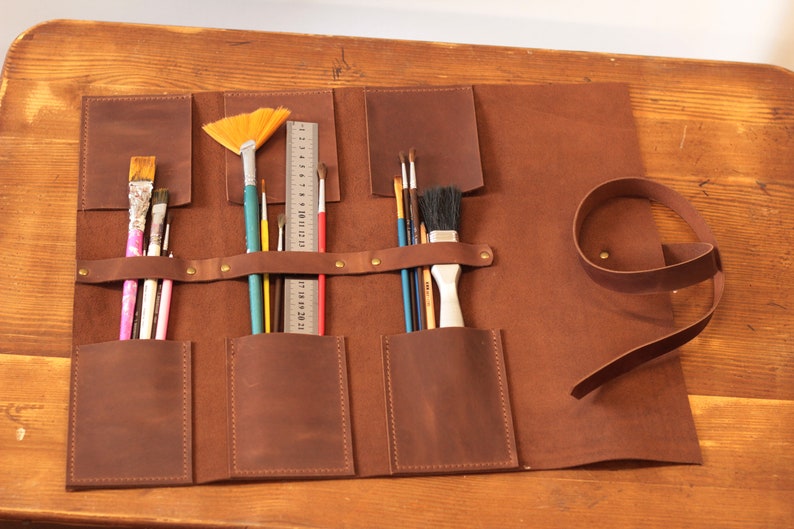 Leather Paint Brush Roll Gift Ideas for Artists Artist Roll Etsy