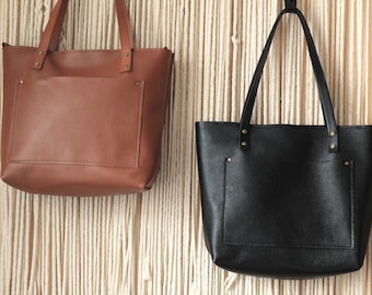 Leather Tote Bag With Zipper | Etsy Leather Tote Bag With Zipper | Etsy