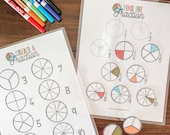 Fraction Find, Create A Fraction Printable Activity Set, Homeschool Math, Fraction Matching, Pie Chart, Learning Fractions, Division Lesson