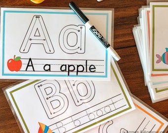 Alphabet Lernkarten, druckbare übergroße ABC-Karten, Jumbo-Pauskarten, Teigmatten, Buchstabenbildung, Vorschulaktivitäten zu Hause