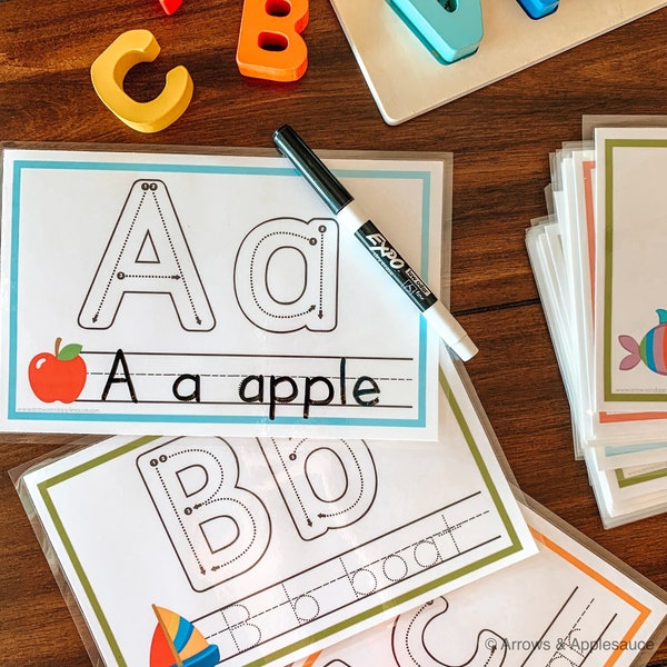 Alphabet Flashcards, Printable Oversized ABC Cards, Jumbo Tracing Cards, Play Dough Mats, Letter Formation, Homeschool Preschool Activities
