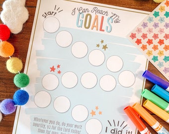 Goal Chart, Kids Printable Rewards Chart, Chore Tracker, Sticker Chart, Setting Goals, Learning Responsibility, Behavior Chart, Work Ethic