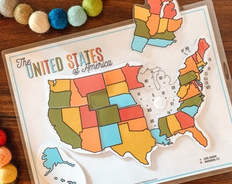 United States Map Puzzle, Printable U.S. Map Activity, Kids Geography Lesson, America Unit Study, States and Capitals, 50 States, Homeschool