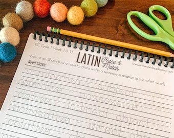 Latin Printable Worksheets, Noun Cases and Declensions, CC Cycle 1 Latin, Kids Latin Activity, Memory Game, Homeschool, Classical Education