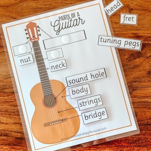 Guitar Parts Printable Memory Game, Learning Guitar, Beginner Acoustic Guitar, Kids Music Activity, Learn To Play Guitar, Label Guitar Parts