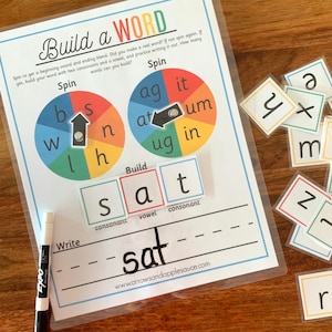 CVC Reading Game, Printable Sight Word Practice, Beginning Phonics Activity, Learning To Read, Homeschool, Preschool Kindergarten Printable