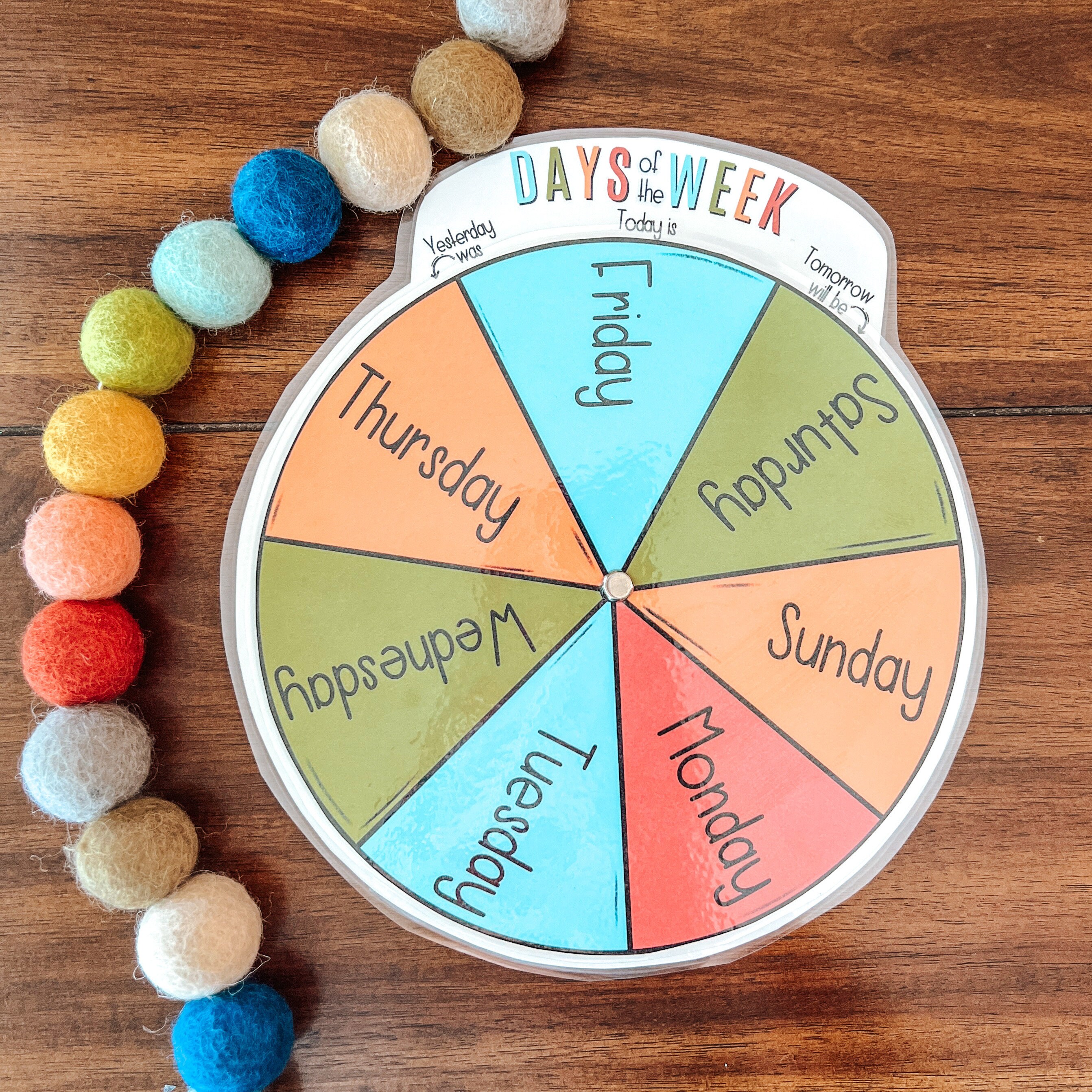 Days of the Week Printable Wheel, Circle Time, Calendar, Preschool ...