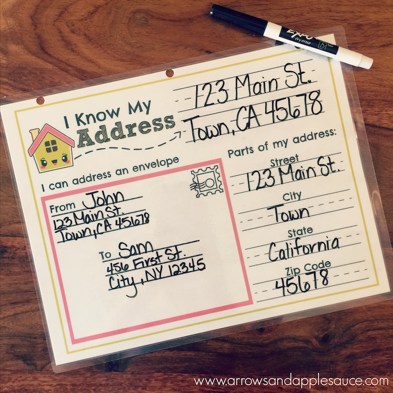 Address Kids Activity Address Practice Homeschool Printable | Etsy