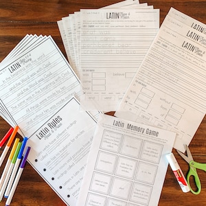 Latin Worksheets, Printable Classical Conversations Cycle 3 Latin, John 1:1-7, Kids Latin Activity, Latin Tracing, Translating, Memory Game
