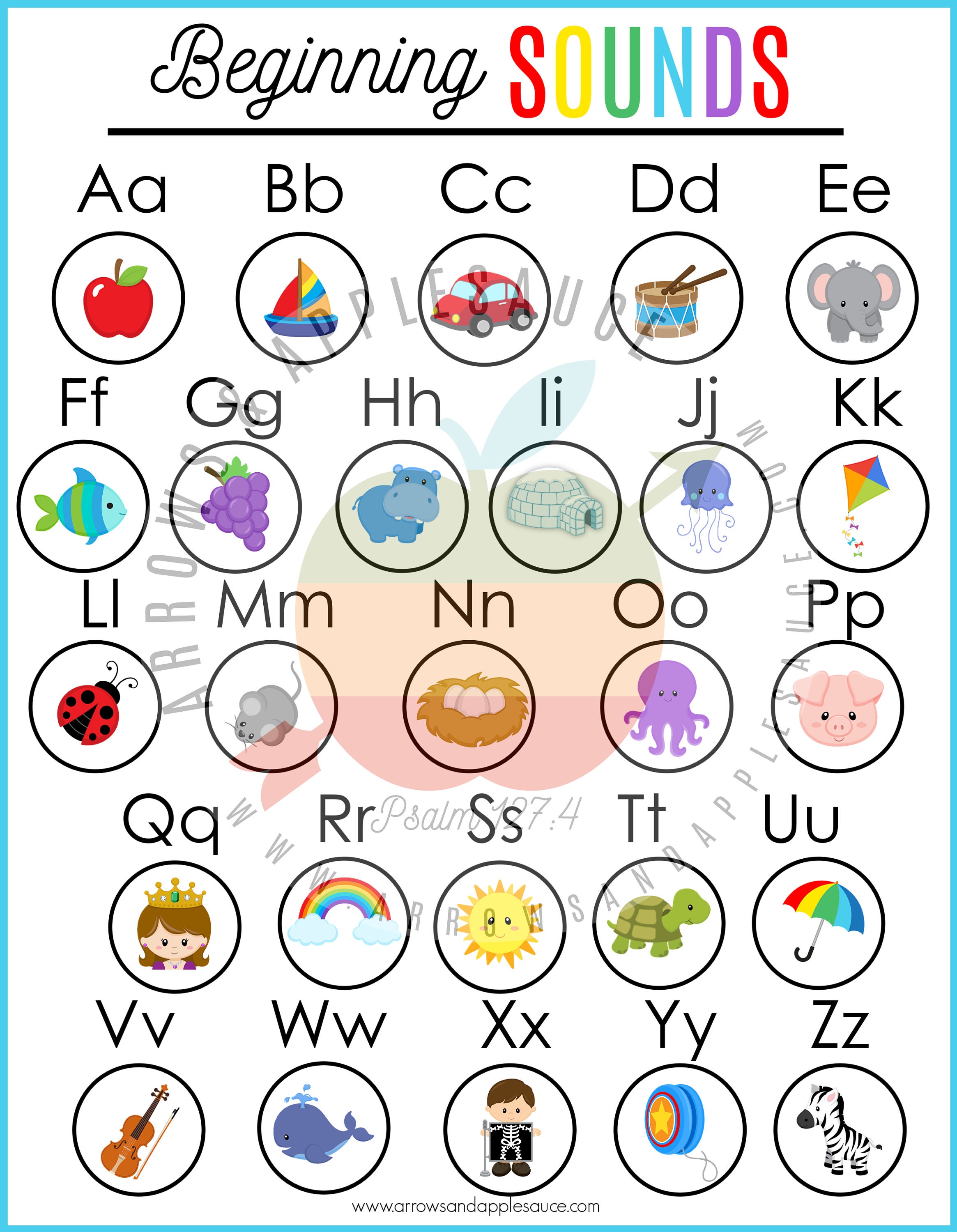 Beginning Sounds Printable Alphabet Game Preschool Etsy