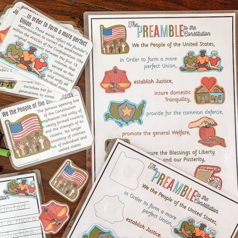 Preamble To The Constitution Printable Activity Pack United Etsy