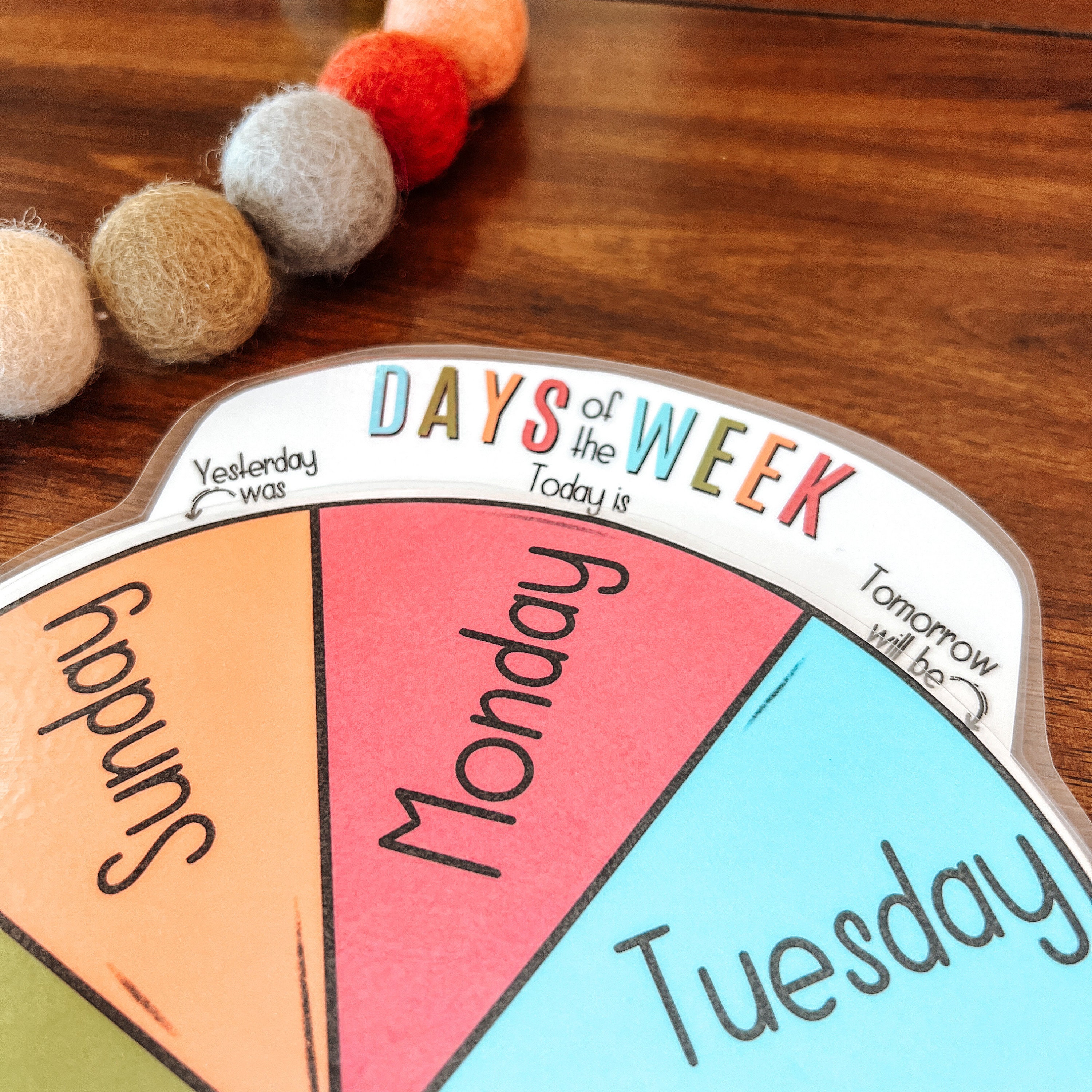 Days of the Week Printable Wheel, Circle Time, Calendar, Preschool ...
