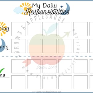 Kid's Daily Responsibilities Printable Chore Chart, Arrows & Applesauce