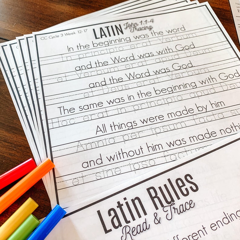 Latin worksheets printable classical conversations cycle 3 etsy
