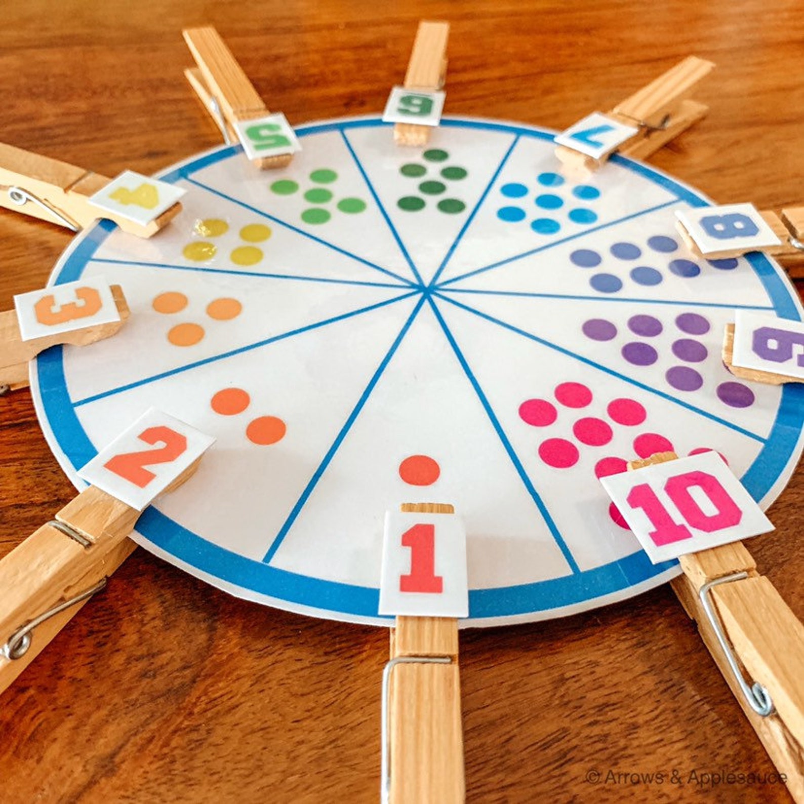 number 1 10 matching game educational printable math wheel etsy