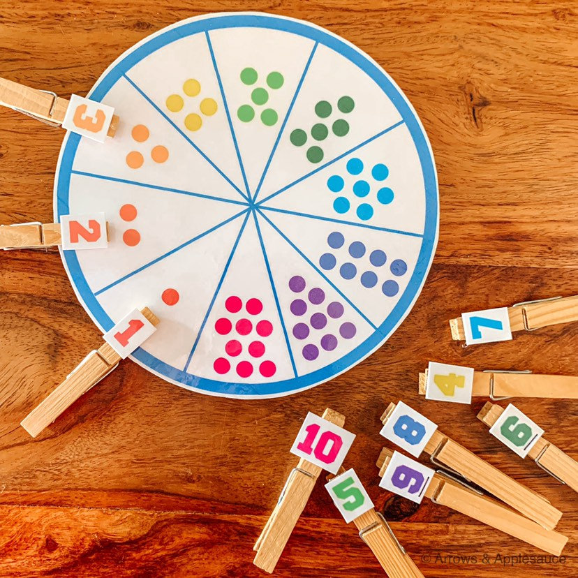 number 1 10 matching game educational printable math wheel etsy